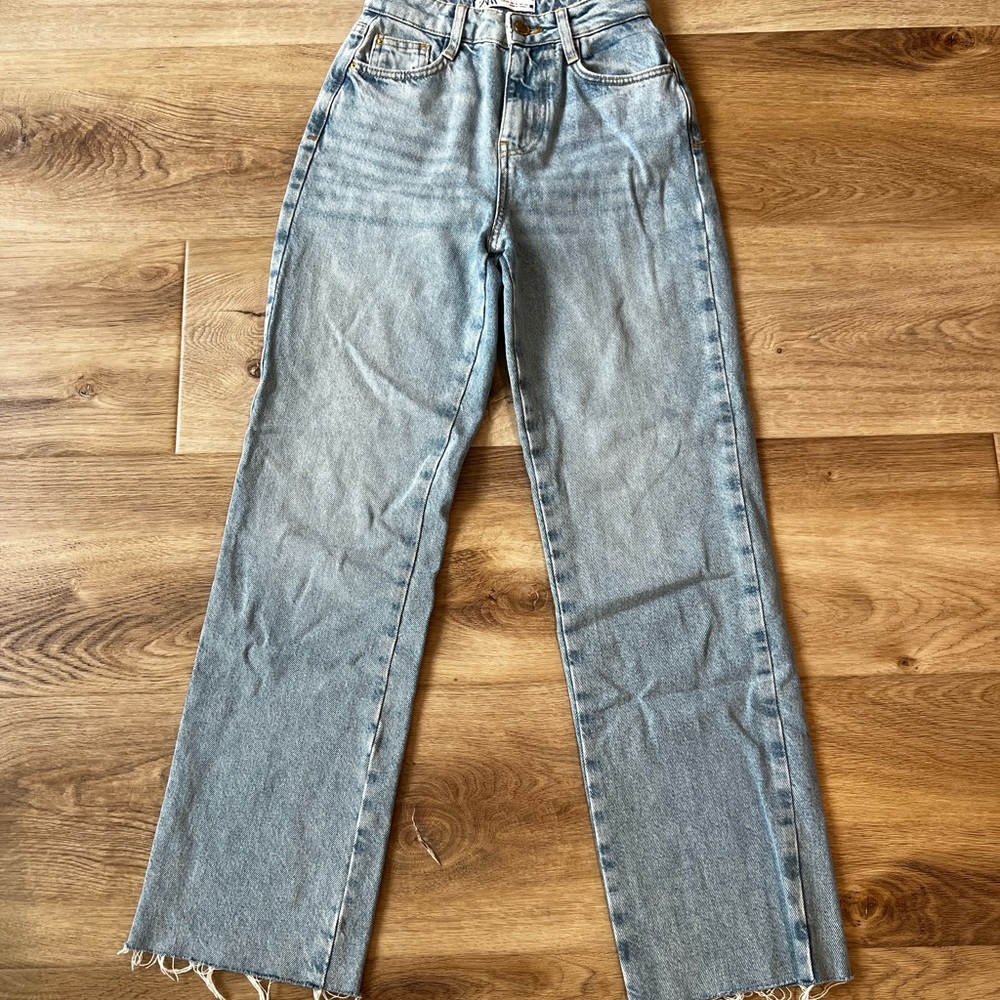 Zara Light Blue Straight Leg Jeans